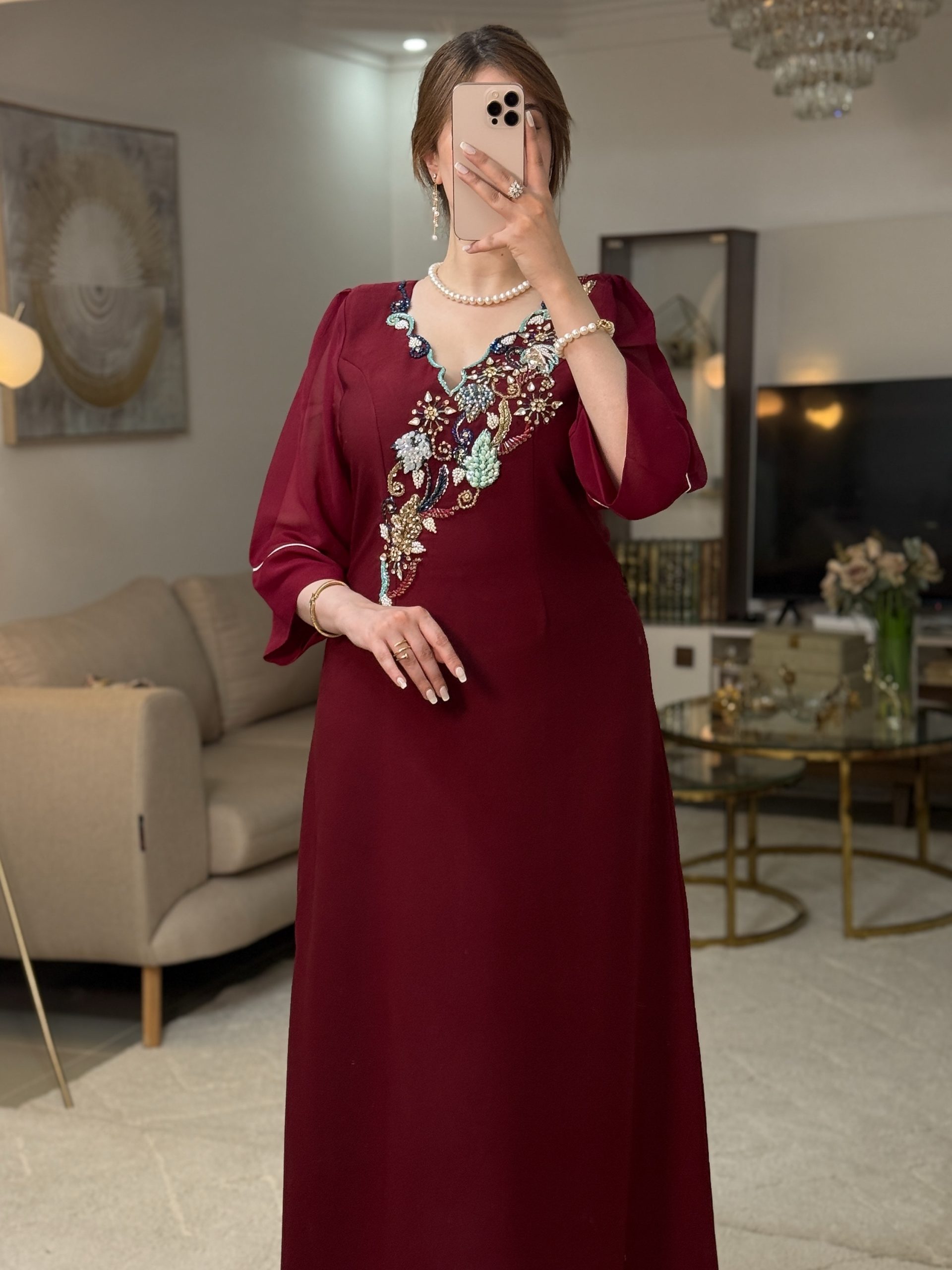 فستان رقة عنابي - Image 3