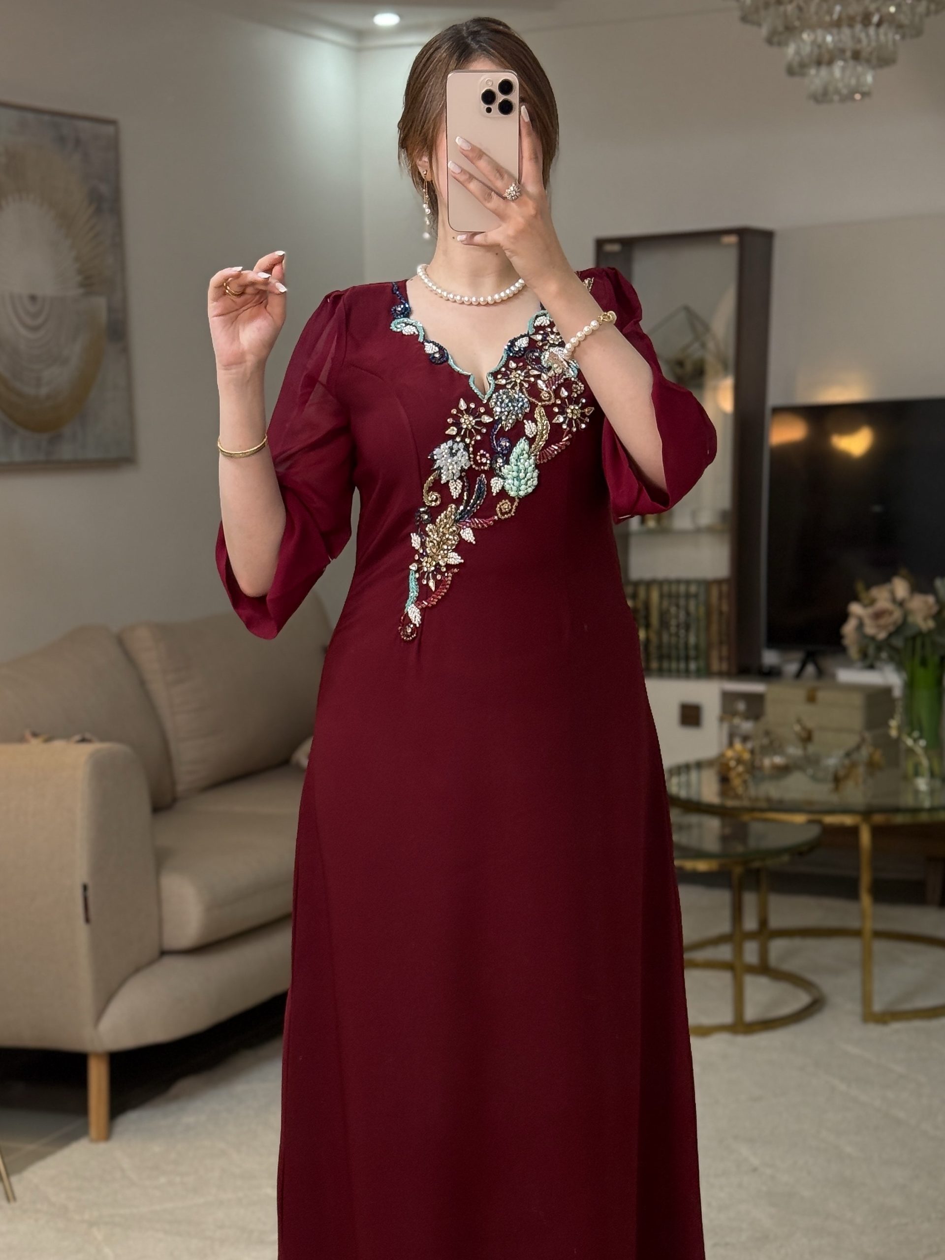 فستان رقة عنابي - Image 4