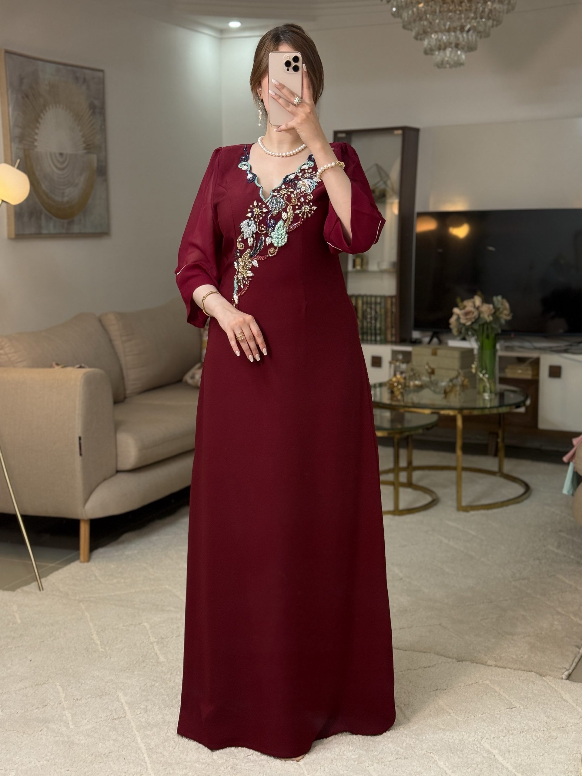 فستان رقة عنابي - Image 2